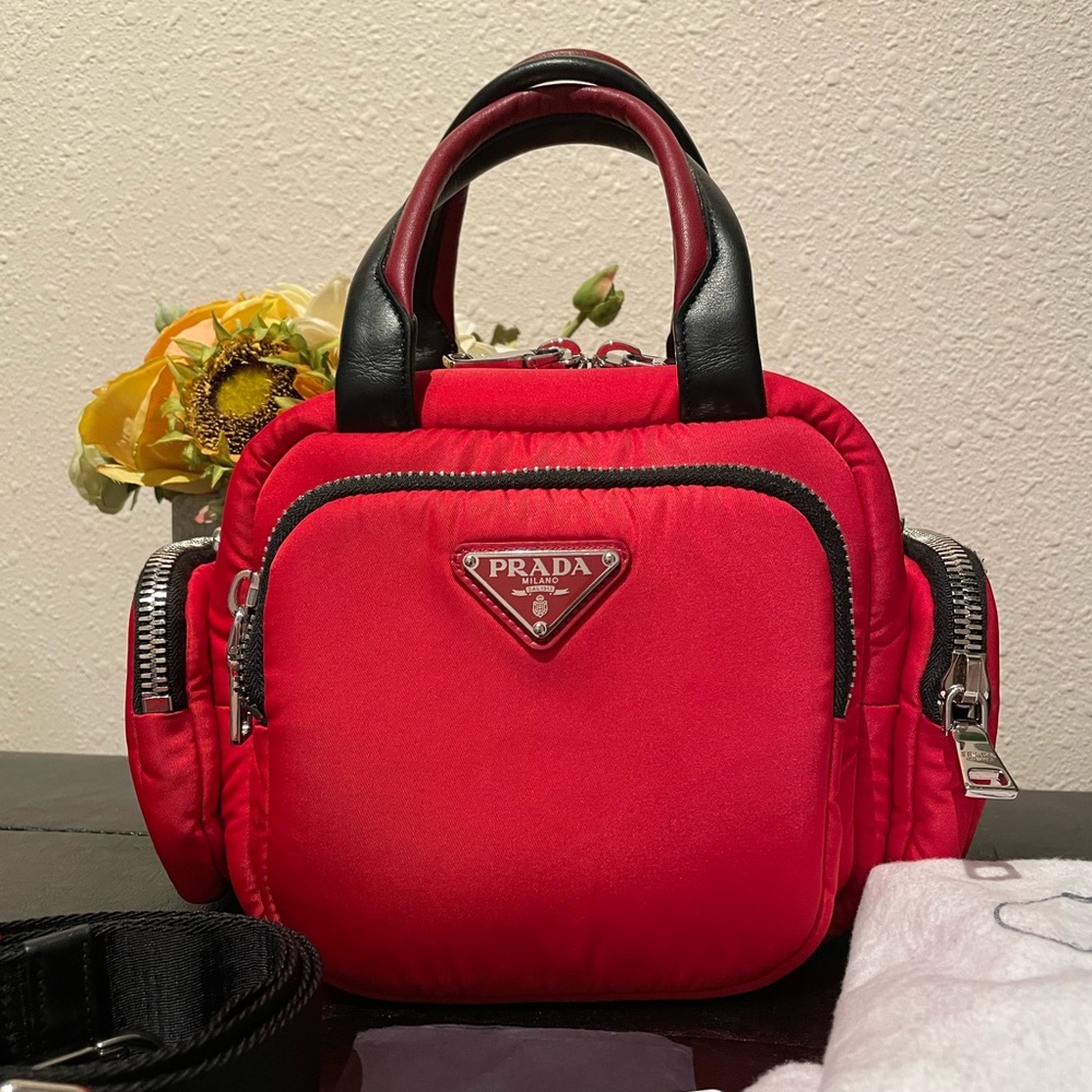 Prada Nylon Tessuto Red Cargo Bag